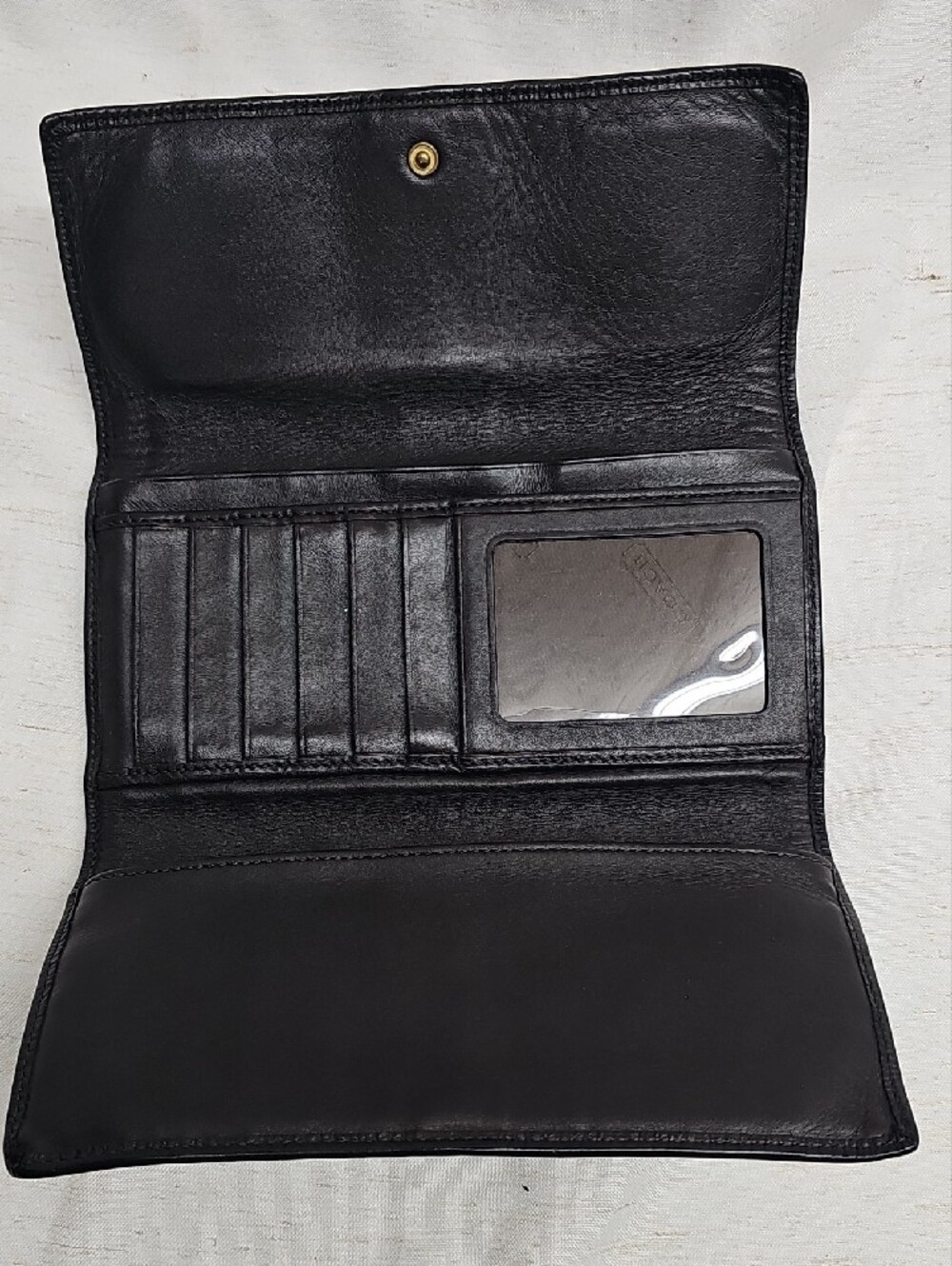Coach Brown Signature Trifold Wallet with Black Trim - Picture 5 of 6